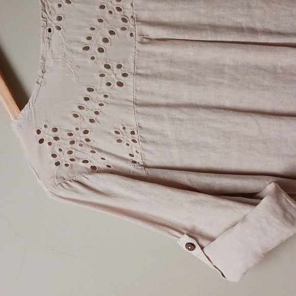 LUNGO L'ARNO Linen Beige Button Down  Top Size M - Picture 9 of 11